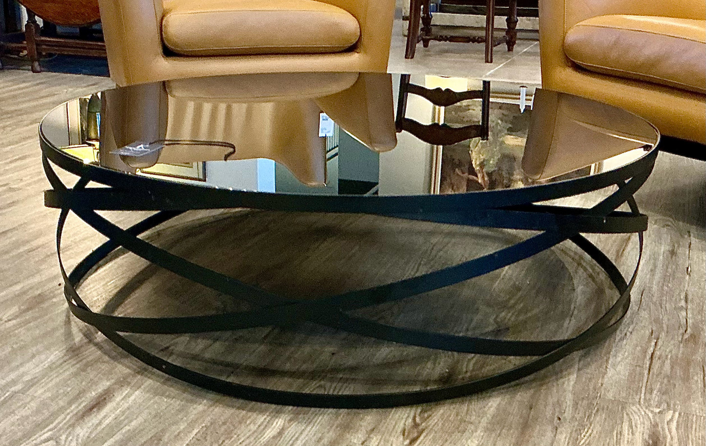 Coffee Table round black glass