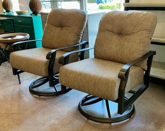 Pair Woodard Outdoor Swivel Chairs