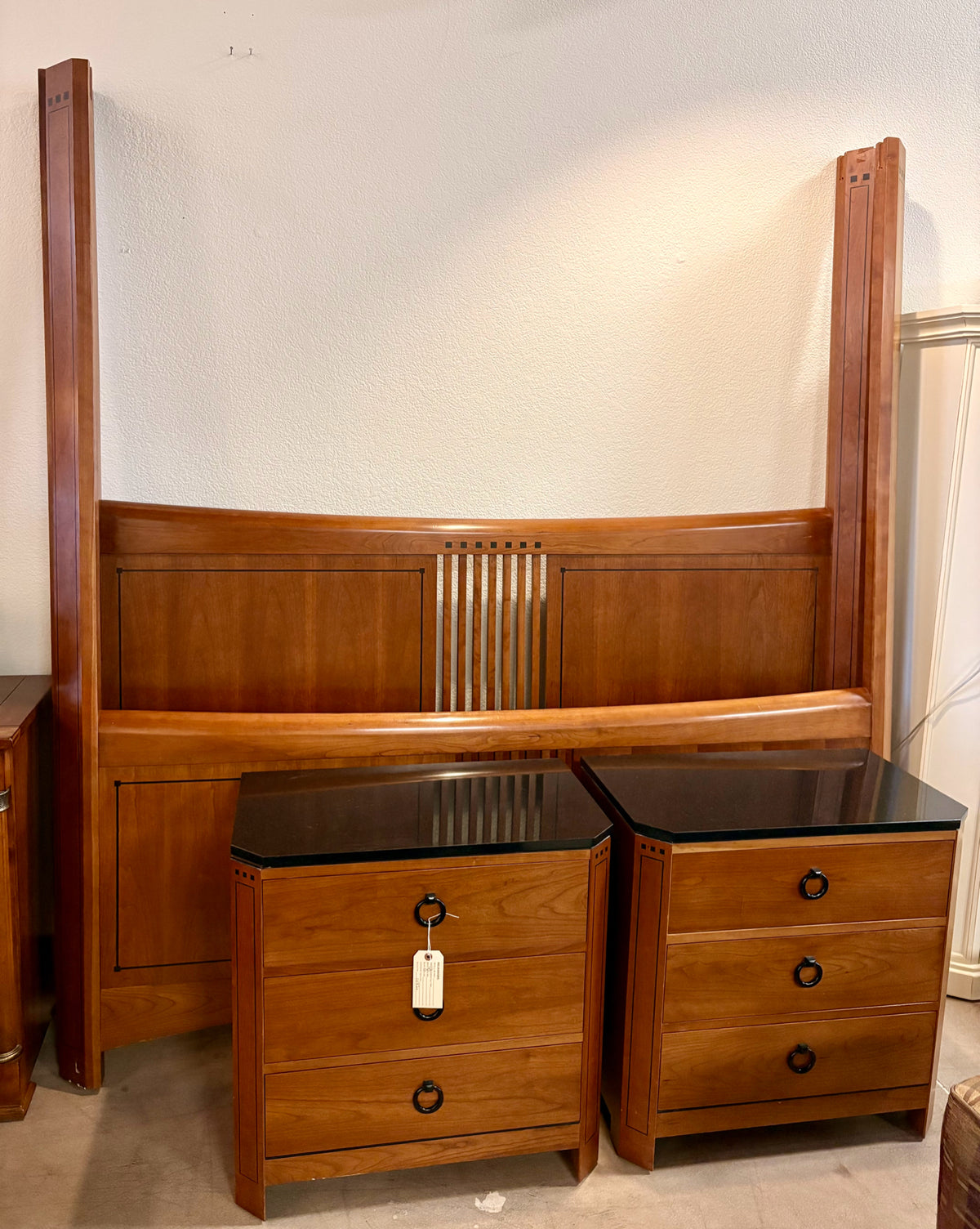 Stickley Four Poster Bed & Granite Top Nightstands