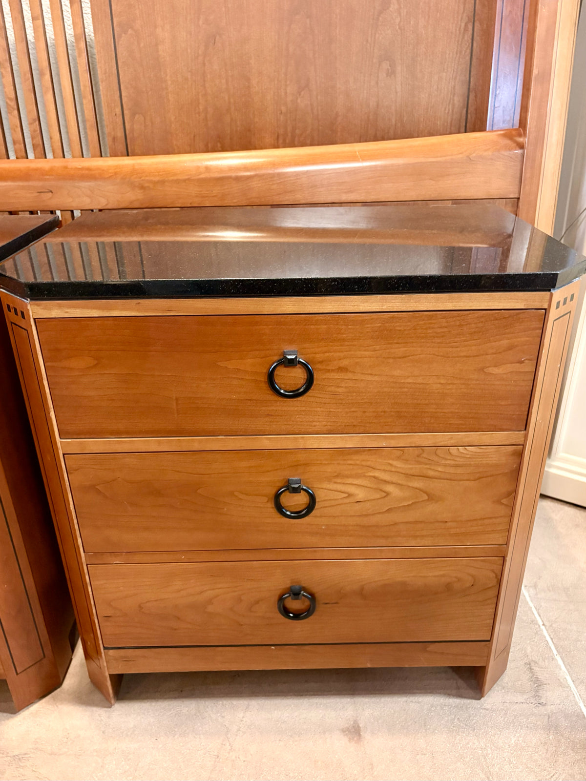 Stickley Four Poster Bed & Granite Top Nightstands