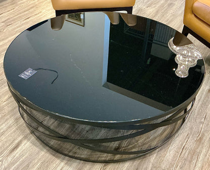 Coffee Table round black glass